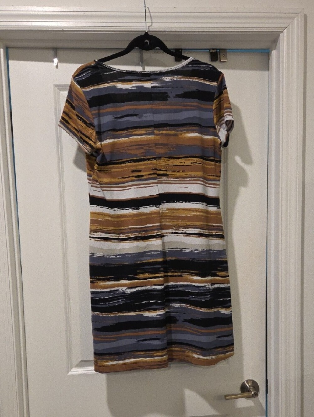 AB Studio Striped Mini Dress in Mustard, Black, Gray and White Size L! - Picture 2 of 6